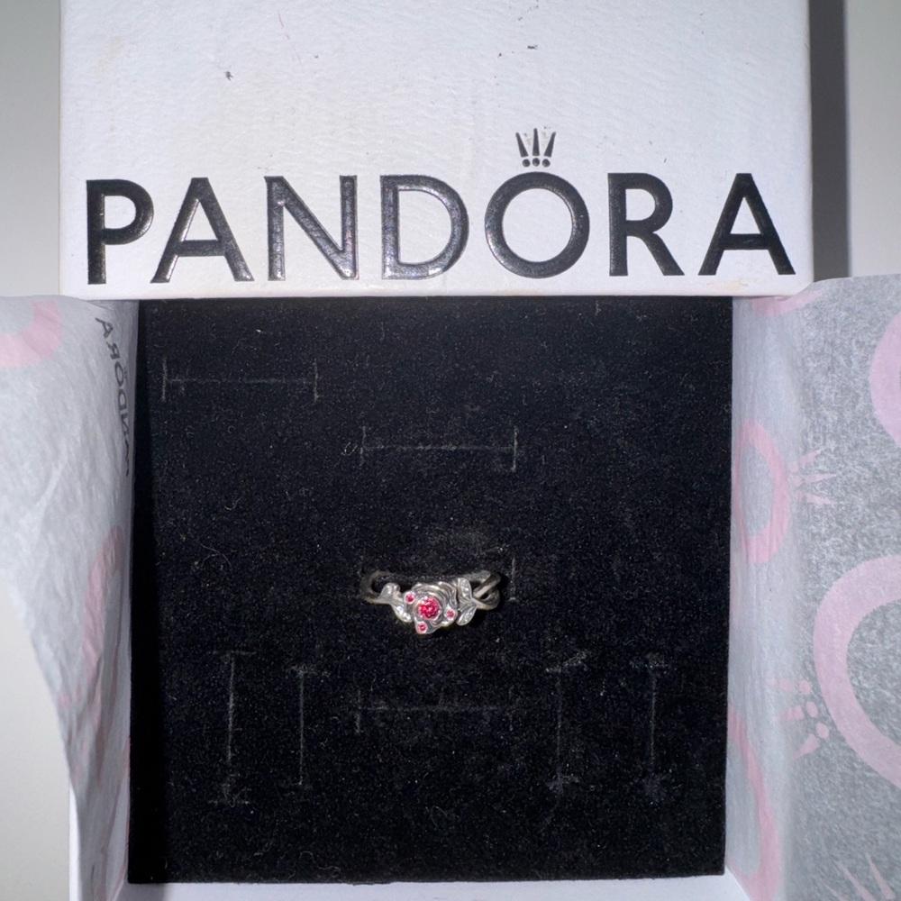 Pandora Silver Ring with Pink Stone